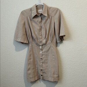 ba&sh Beige Snap Front Mini Dress